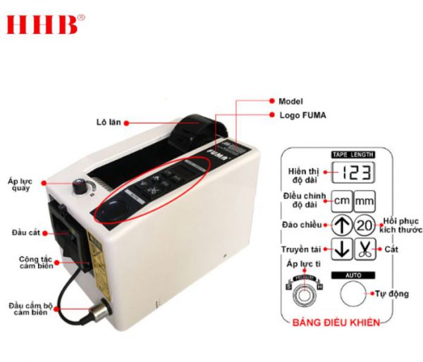 bảng điều khiển máy cắt băng keo FUMA M1000